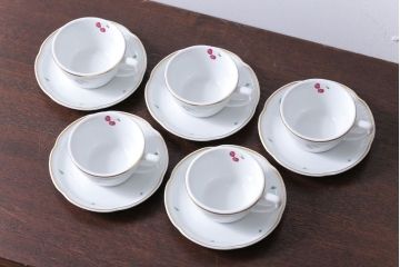 イタリアRichard Ginori(リチャードジノリ)　ボンジョルノチェリー　カップ&ソーサー5客セット(洋食器)
