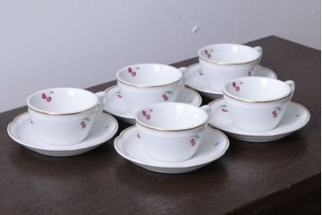 イタリアRichard Ginori(リチャードジノリ)　ボンジョルノチェリー　カップ&ソーサー5客セット(洋食器)