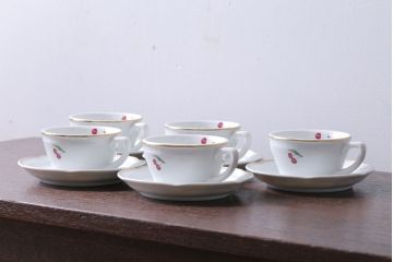 イタリアRichard Ginori(リチャードジノリ)　ボンジョルノチェリー　カップ&ソーサー5客セット(洋食器)