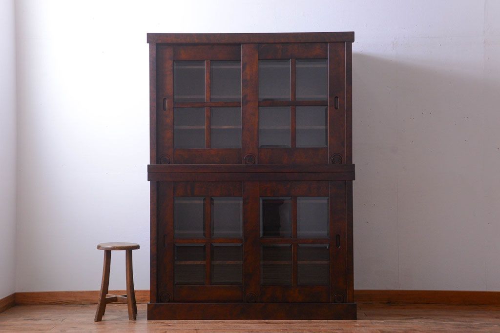 中古　民芸家具　高級品!シックでモダンな重ね食器棚