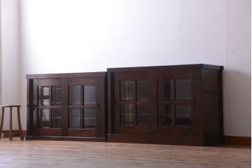 中古　民芸家具　高級品!シックでモダンな重ね食器棚