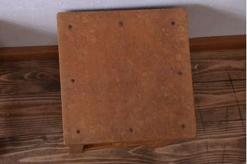 レトロ家具　昭和レトロ　古い学校の木製角スツール2脚セット(1)