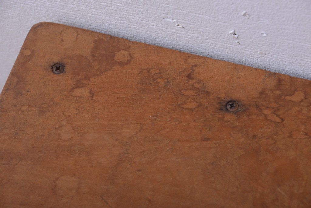 レトロ家具　昭和レトロ　古い学校の木製角スツール2脚セット(1)