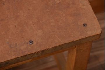 レトロ家具　昭和レトロ　古い学校の木製角スツール2脚セット(1)