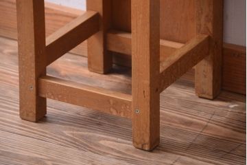 レトロ家具　昭和レトロ　古い学校の木製角スツール2脚セット(1)
