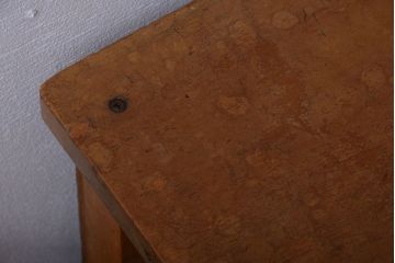 レトロ家具　昭和レトロ　古い学校の木製角スツール2脚セット(2)