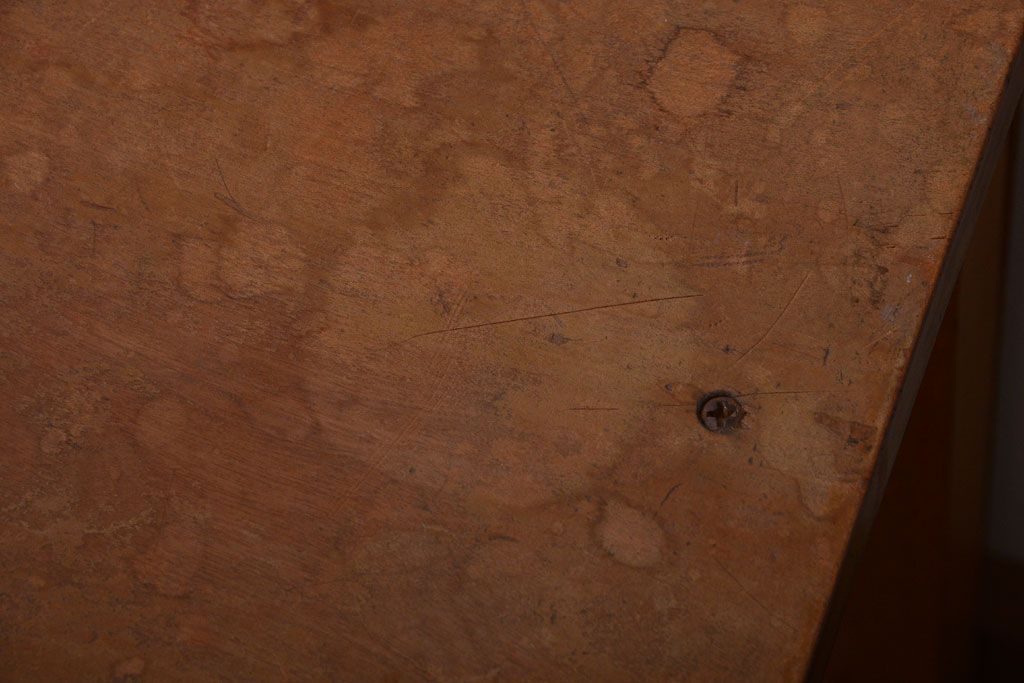 レトロ家具　昭和レトロ　古い学校の木製角スツール2脚セット(2)