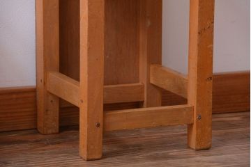 レトロ家具　昭和レトロ　古い学校の木製角スツール2脚セット(2)