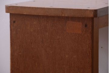 レトロ家具　昭和レトロ　古い学校の木製角スツール2脚セット(2)