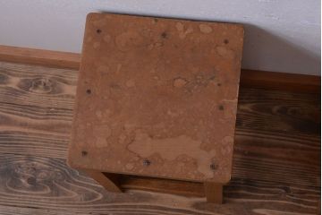 レトロ家具　昭和レトロ　古い学校の木製角スツール2脚セット(3)