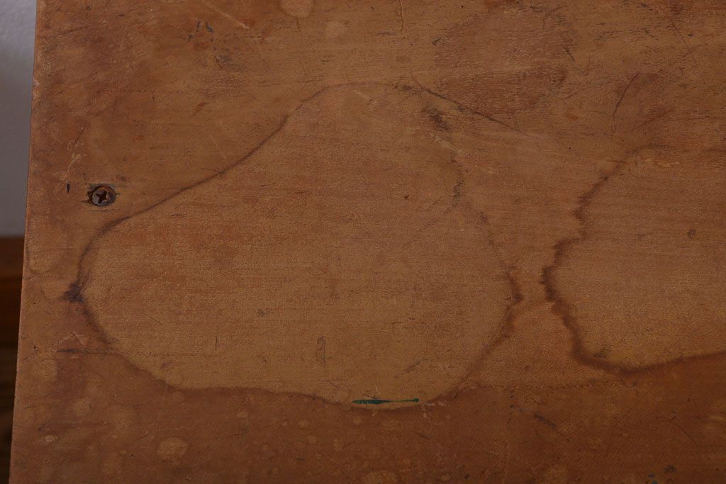 レトロ家具　昭和レトロ　古い学校の木製角スツール2脚セット(3)