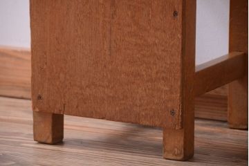 レトロ家具　昭和レトロ　古い学校の木製角スツール2脚セット(3)