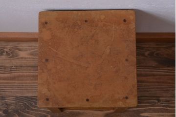 レトロ家具　昭和レトロ　古い学校の木製角スツール(1)