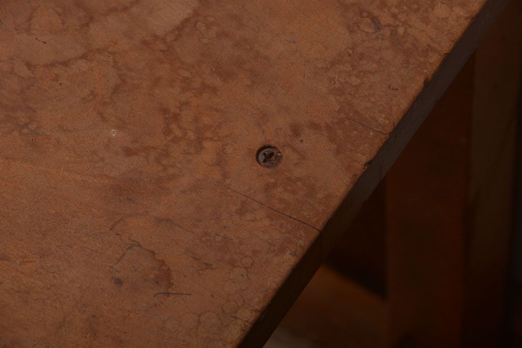 レトロ家具　昭和レトロ　古い学校の木製角スツール(1)