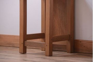 レトロ家具　昭和レトロ　古い学校の木製角スツール(2)