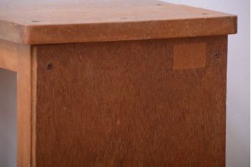 レトロ家具　昭和レトロ　古い学校の木製角スツール(2)