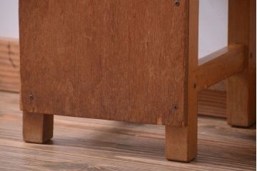 レトロ家具　昭和レトロ　古い学校の木製角スツール(2)