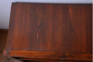 レトロ家具　昭和レトロ　結霜ガラス入りアンティーク収納棚