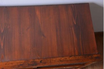 レトロ家具　昭和レトロ　結霜ガラス入りアンティーク収納棚