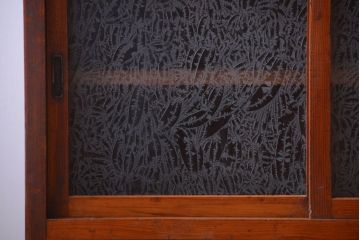 レトロ家具　昭和レトロ　結霜ガラス入りアンティーク収納棚