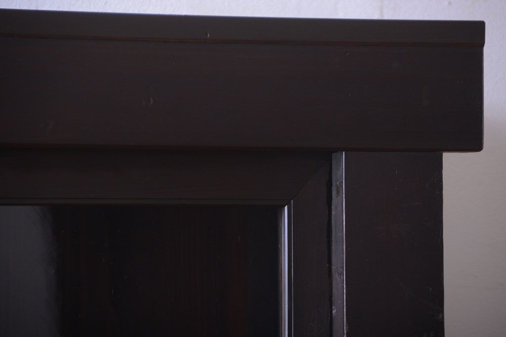 アンティーク家具　六尺　古民具・骨董　4枚引き戸の高級重ね収納棚(水屋箪笥)