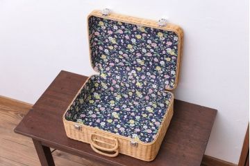 アンティーク雑貨　アンティーク　レトロな花柄がかわいいバスケット