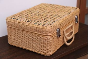 アンティーク雑貨　アンティーク　レトロな花柄がかわいいバスケット