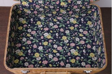 アンティーク雑貨　アンティーク　レトロな花柄がかわいいバスケット