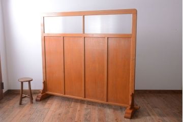 アンティーク　モールガラス入り!レトロでおおきなパーテーション(衝立て)