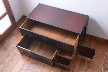 アンティーク家具　古民具・骨董　明治期　総桐材の時代箪笥ローボード