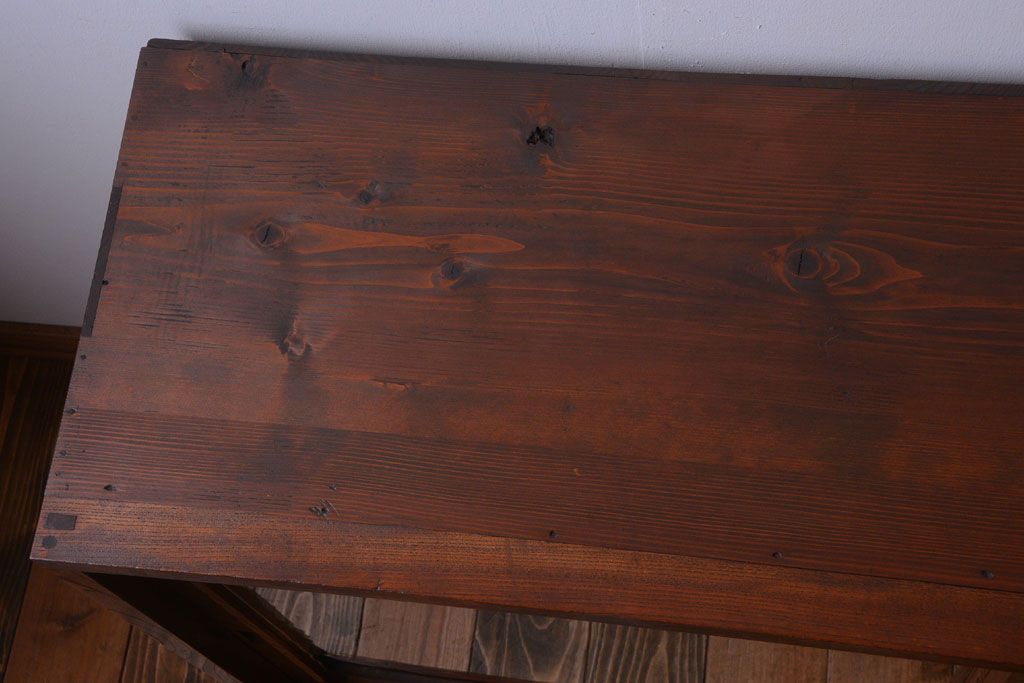 アンティーク家具　和製アンティーク　前面欅材!大きなガラス引き戸の収納棚