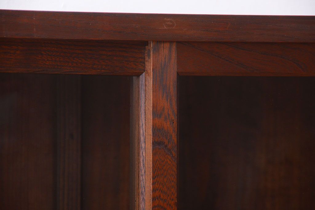 アンティーク家具　和製アンティーク　前面欅材!大きなガラス引き戸の収納棚