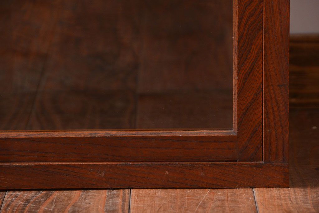 アンティーク家具　和製アンティーク　前面欅材!大きなガラス引き戸の収納棚