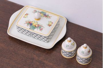 アンティーク雑貨　Villeroy&Boch(ビレロイ&ボッホ)　バスケット　バターケース・調味料入れ
