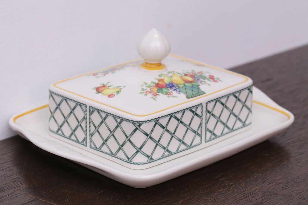 アンティーク雑貨　Villeroy&Boch(ビレロイ&ボッホ)　バスケット　バターケース・調味料入れ