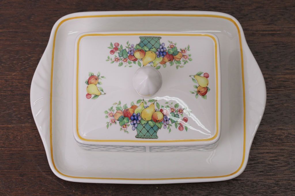 アンティーク雑貨　Villeroy&Boch(ビレロイ&ボッホ)　バスケット　バターケース・調味料入れ