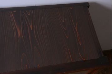 アンティーク家具　和製アンティーク　ダイヤガラス入り!前面欅材の引き戸収納棚