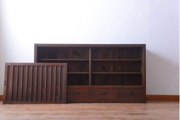 アンティーク家具　古民具・骨董　縦桟戸の高級水屋箪笥サイドボード(リビングボード・テレビボード)