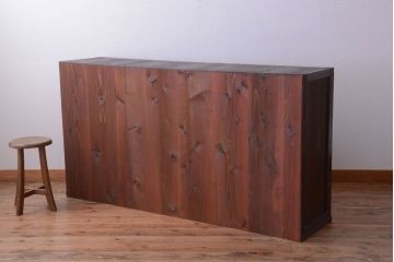 アンティーク家具　古民具・骨董　縦桟戸の高級水屋箪笥サイドボード(リビングボード・テレビボード)