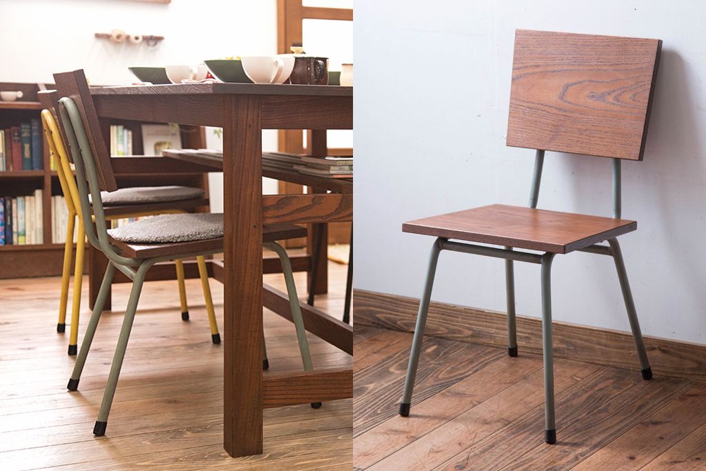 アンティーク家具　アンティーク　シンプルなペイントアイアンレッグチェア