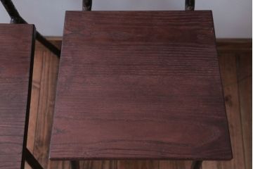 アンティーク家具　和製アンティーク　小振りなアイアンレッグチェア2脚セット(2)