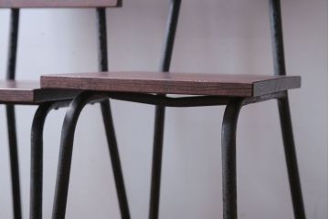 アンティーク家具　和製アンティーク　小振りなアイアンレッグチェア2脚セット(2)