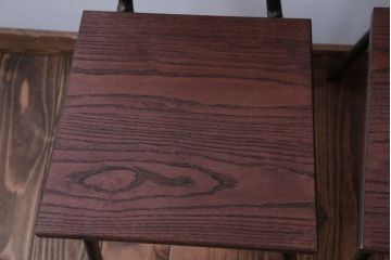 アンティーク家具　和製アンティーク　小振りなアイアンレッグチェア2脚セット(1)