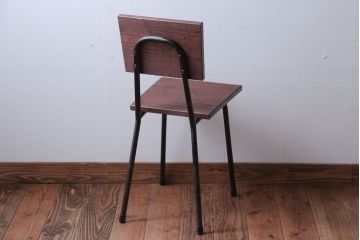 アンティーク家具　アンティーク　オーク材製!小振りなアイアンレッグチェア(2)