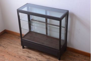 アンティーク家具　大正ロマン　古いナラ材の脚付きガラスケース