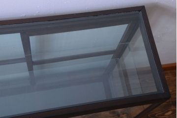 アンティーク家具　大正ロマン　古いナラ材の脚付きガラスケース