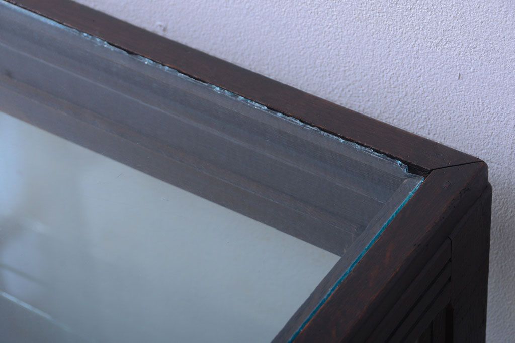 アンティーク家具　大正ロマン　古いナラ材の脚付きガラスケース
