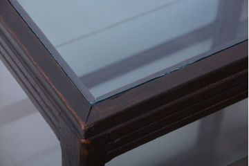 アンティーク家具　大正ロマン　古いナラ材の脚付きガラスケース