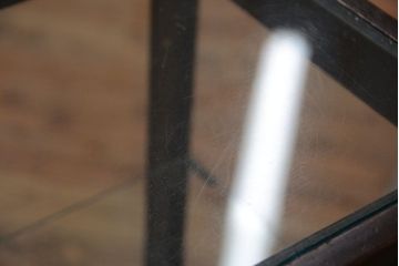 アンティーク家具　大正ロマン　古いナラ材の脚付きガラスケース