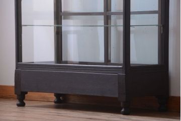 アンティーク家具　大正ロマン　古いナラ材の脚付きガラスケース
